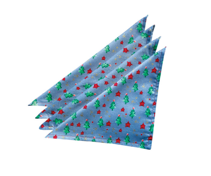 Handmade Christmas Napkins Green Trees-Set of 4