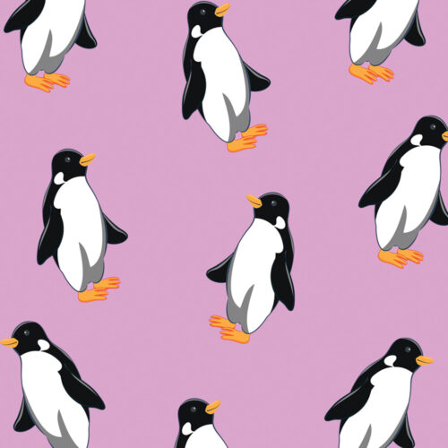 Penguin Cushion Pink Black