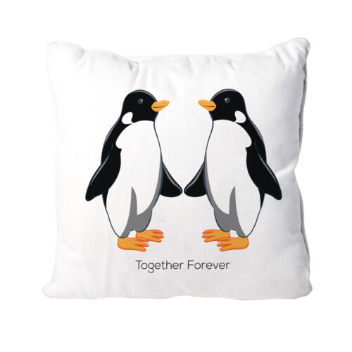 Penguin Cushion 'Together Forever' White