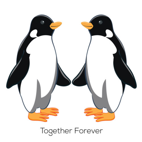 Penguin Cushion 'Together Forever' White