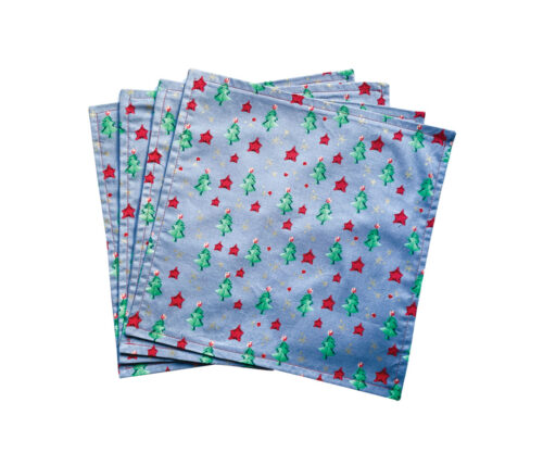 Handmade Christmas Napkins Green Trees-Set of 4