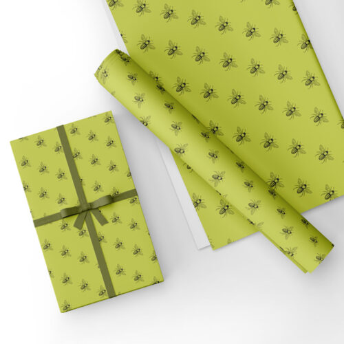 Bees-Gift-Wrap-Green-GP215