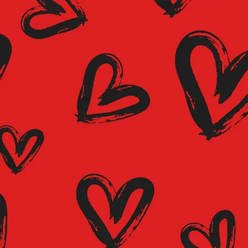 Hearts Gift Wrap Red