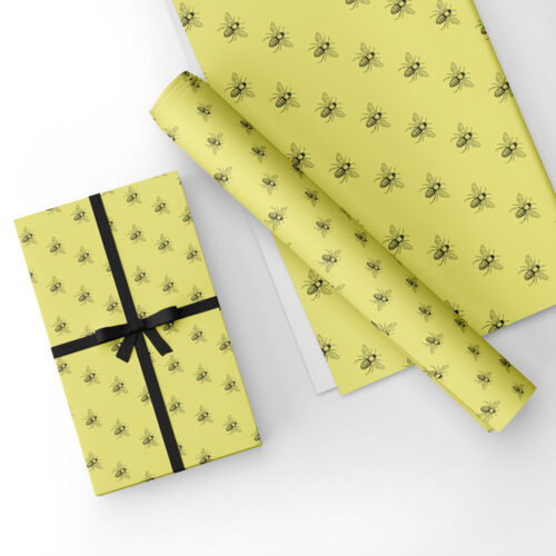 Bees-Gift-Wrap-Yellow-GP217