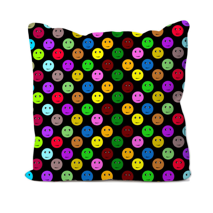 Smiley Faces Cushion Black