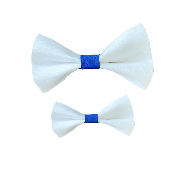 Dog Bow White Blue