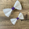 Dog Bow White Purple