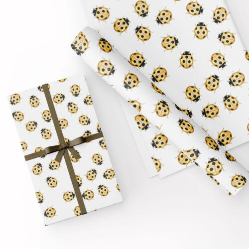Ladybirds Gift Wrap White