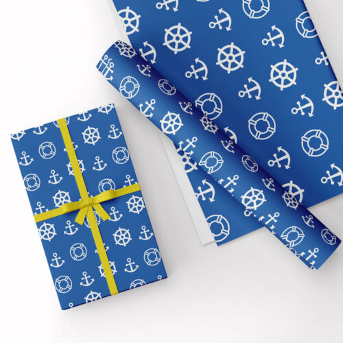 Nautical Gift Wrap Blue