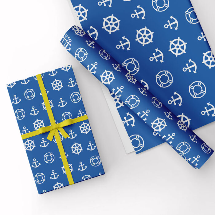 Nautical Gift Wrap Blue