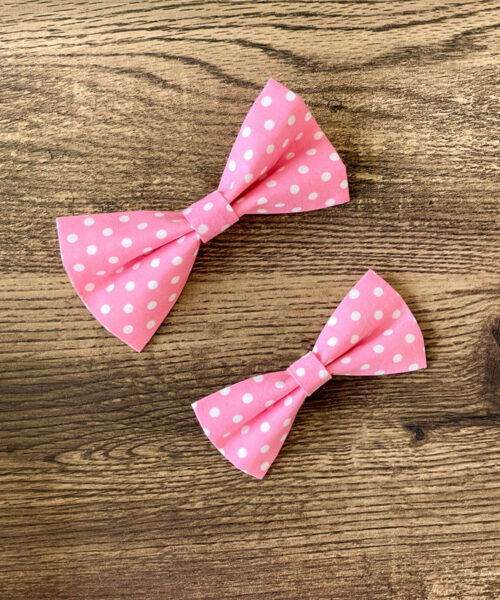 Dog Bow Pink White