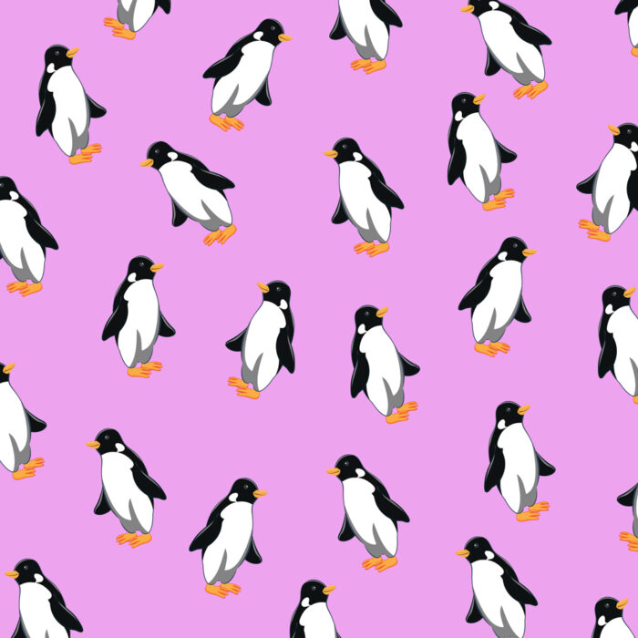 Penguins Gift Wrap Pink