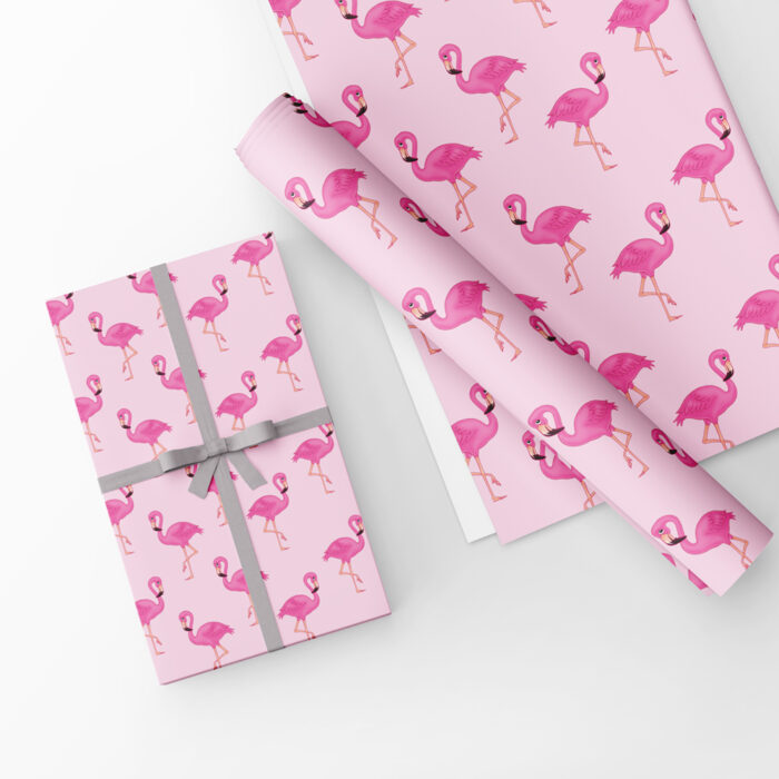 Pink Flamingo Gift Wrap Pink