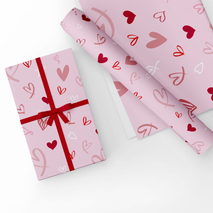 Pink Hearts Gift Wrap