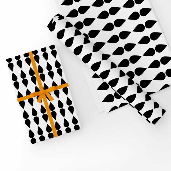 Black Tear Drop Gift Wrap