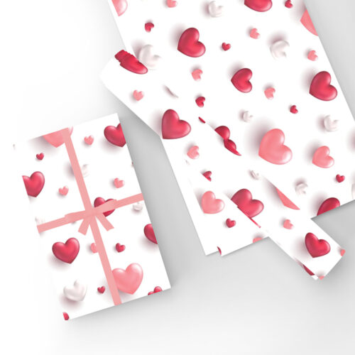 Gift Wrap 3D Hearts