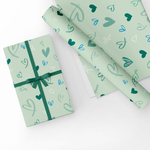 Green Hearts Gift Wrap