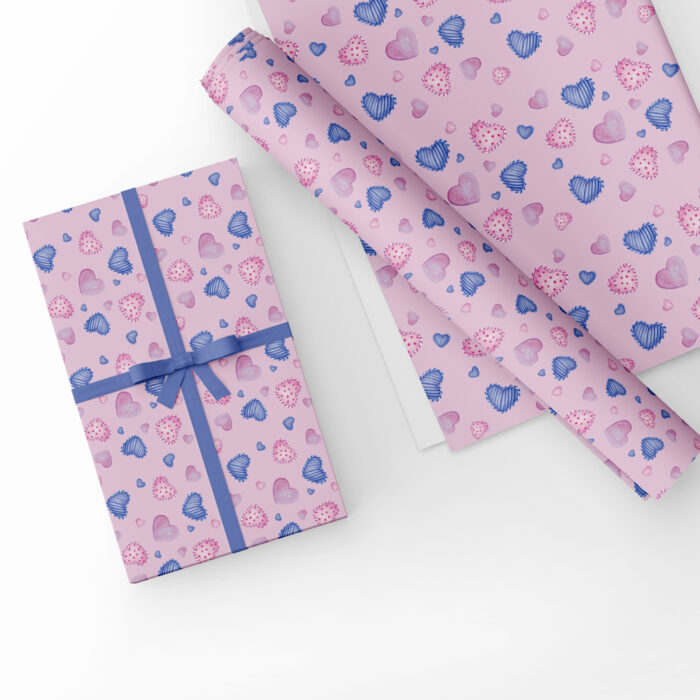 Heart Gift Wrap Pink