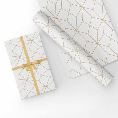 White Geometric Gift Wrap