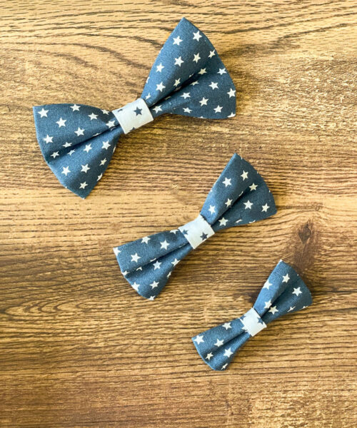 Dog Bow White Stars