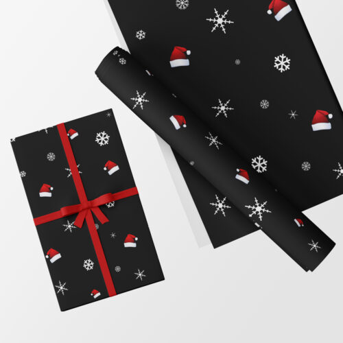 Santa Hats Gift Wrap & Tag