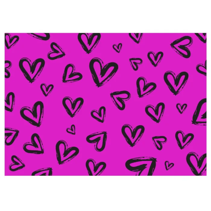 Hearts Gift Wrap Pink