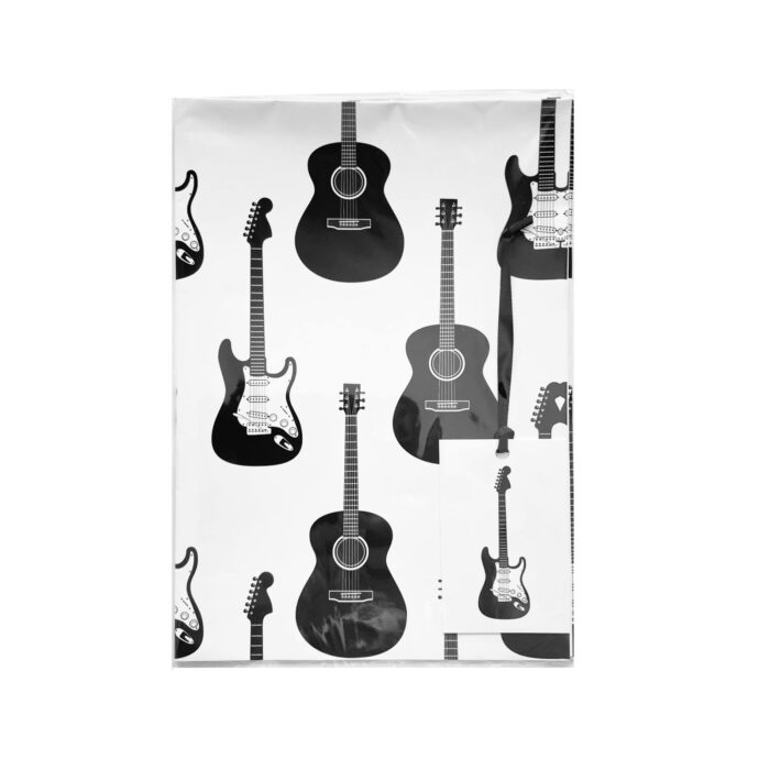 Wholesale Black & White Guitar Gift Wrap & Tag