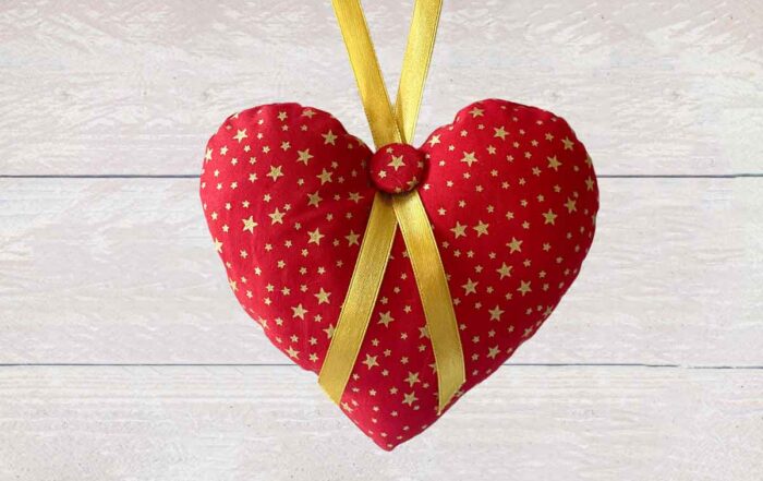 Christmas Fabric Hanging Hearts