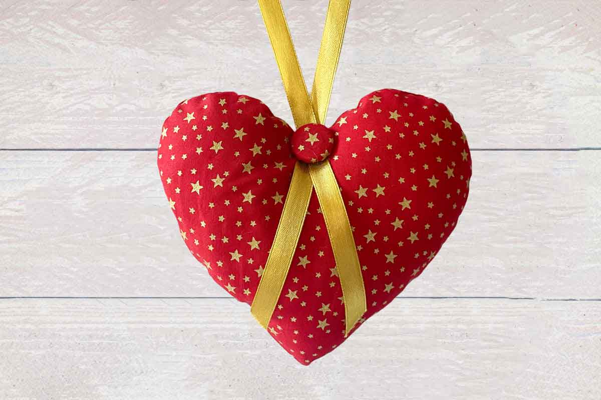 Christmas Fabric Hanging Hearts