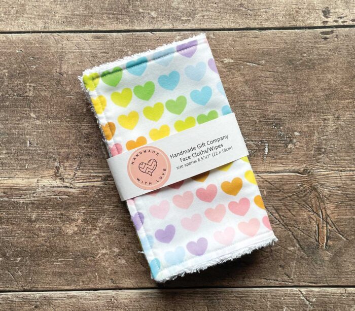 Face Cloth Coloured Hearts