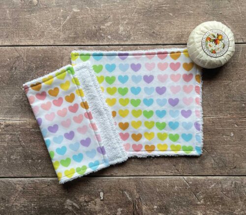 Face Cloth Coloured Hearts
