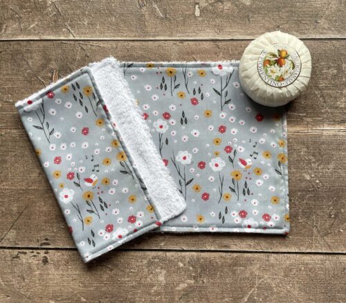 Face Cloth Grey Floral