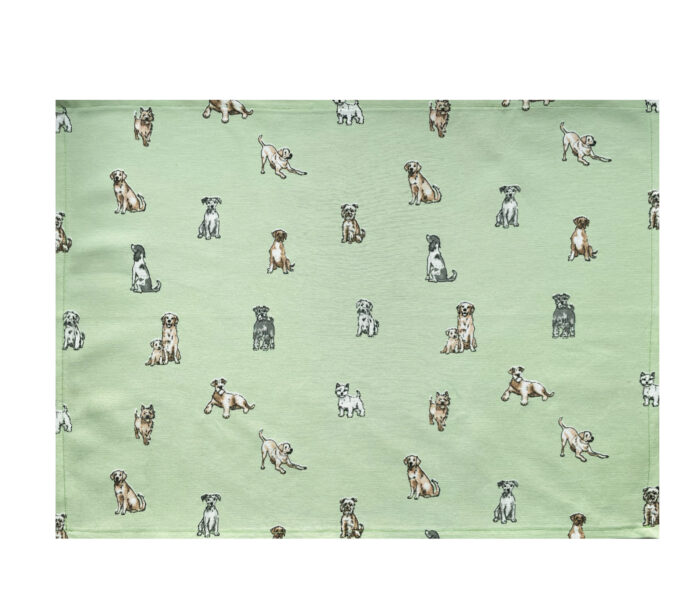 Tea Towel Dogs Green