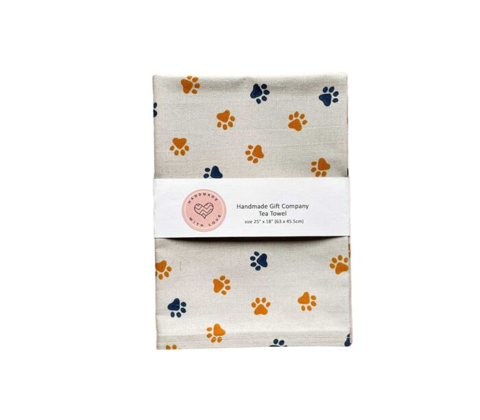 Tea Towel Paws Orange