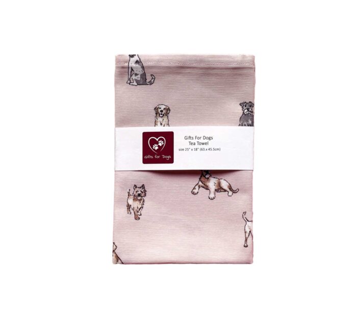 Tea Towel Dogs Pink