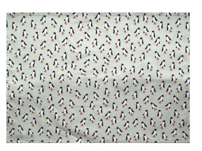 Tea Towel Penguins Blue
