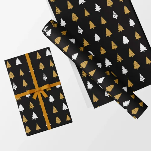 Gold Trees Christmas Wrap