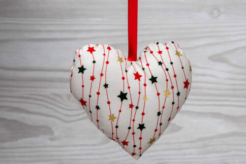 Christmas Stars Fabric Heart