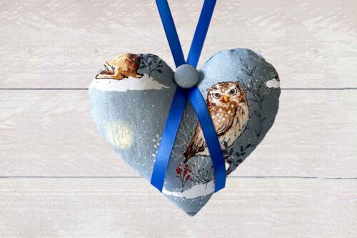 Owls Design Fabric Heart