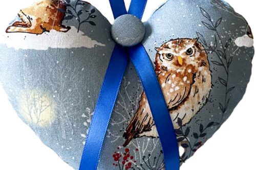 Owls Design Fabric Heart