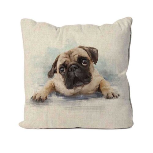 Pug Dog Linen Cushion