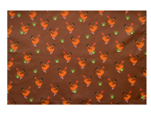 Chicken Tea Towel Brown
