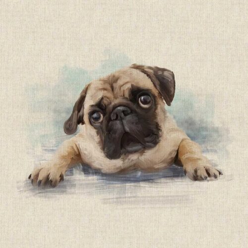 Pug Dog Linen Cushion
