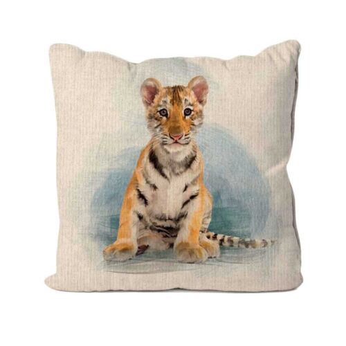 Tiger Cub Linen Cushion