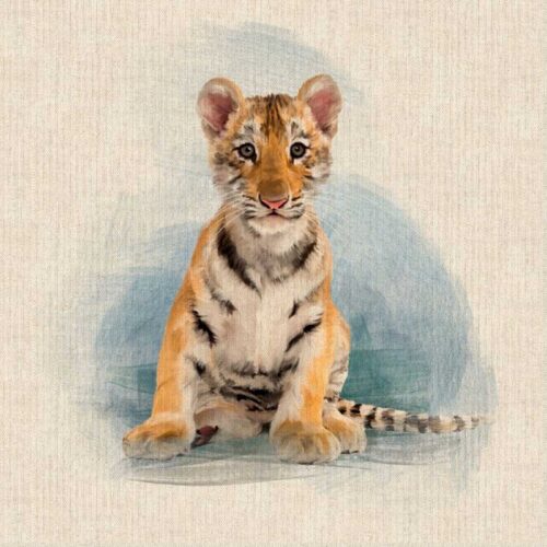 Tiger Cub Linen Cushion