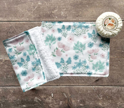 Face Cloths Green Flowers