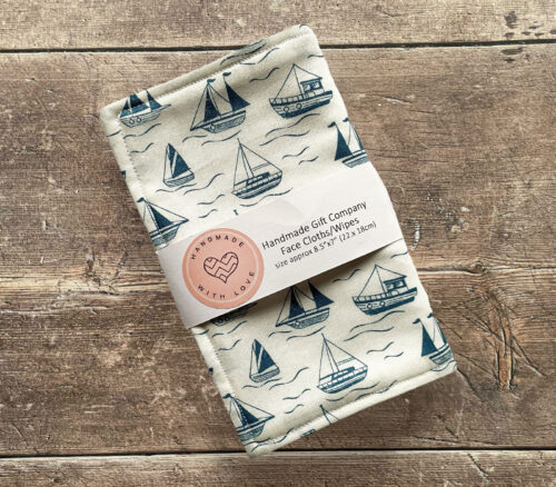 Face Cloths Blue Boats