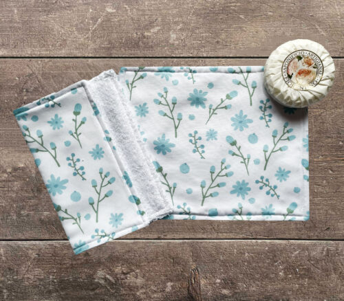 Face Cloths Blue Acorns