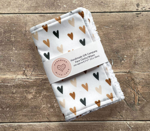 Face Cloths Brown Hearts