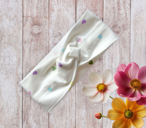 Women's headband Hearts Beige